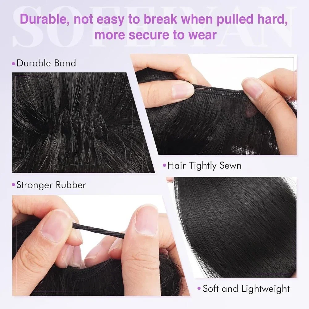Human Hair Bun Stretchy Fluffy Donut Updo Elegant Chignon for Women